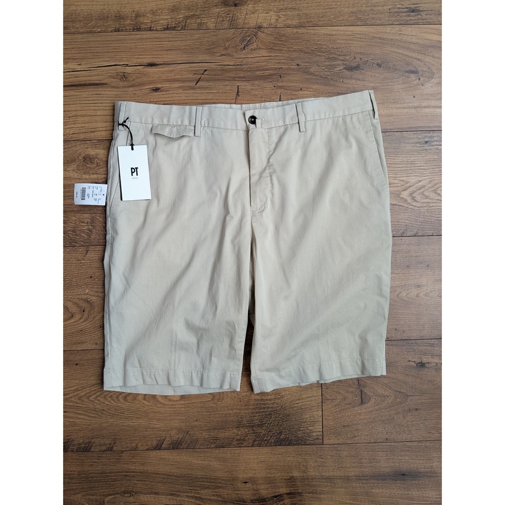 NWT PT Torino Silkochino Mens Chino Shorts Sand‎ Color Fits 36